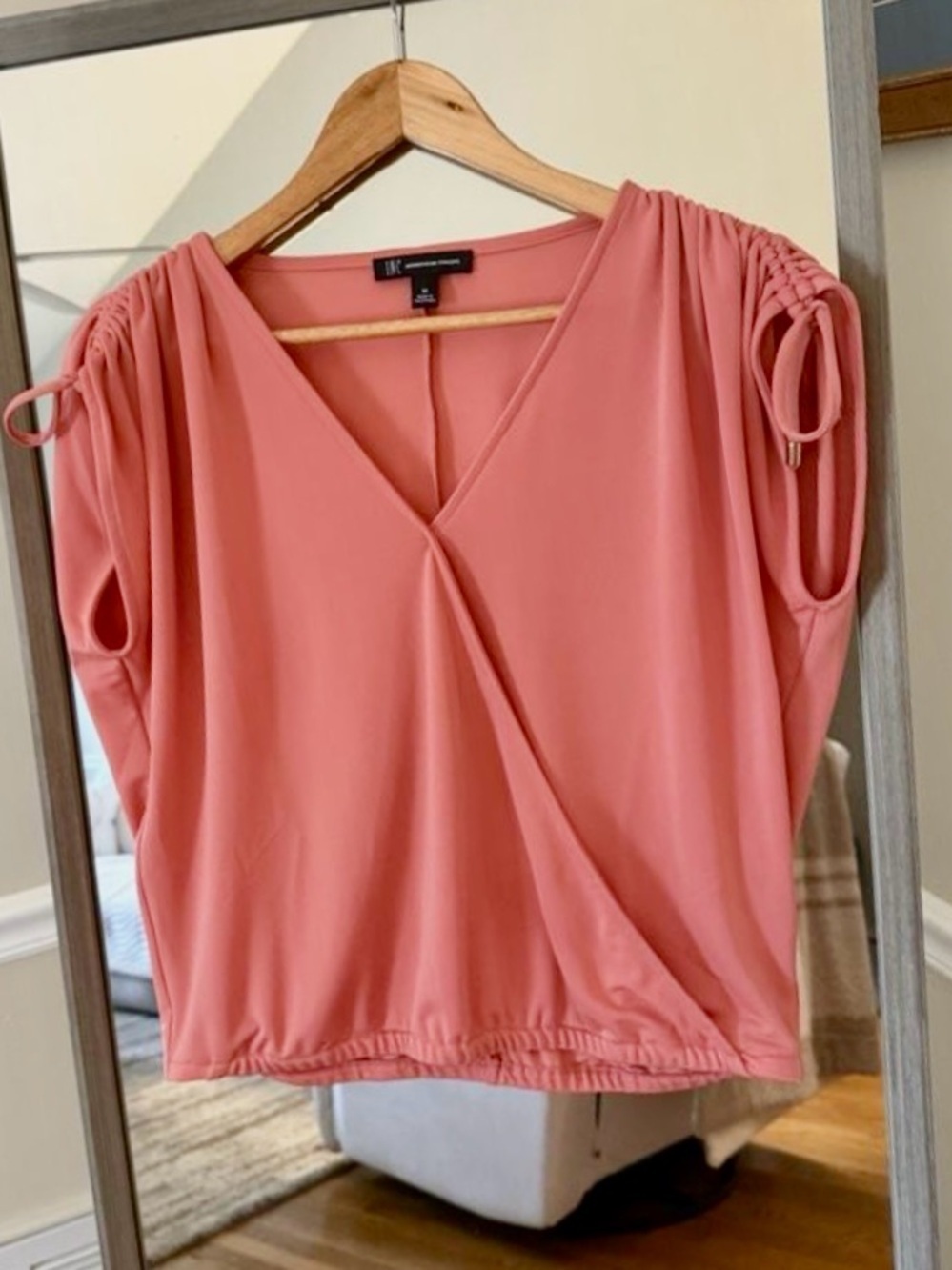 INC International Concepts Peach Shimmer Cap Sleeve Top Medium